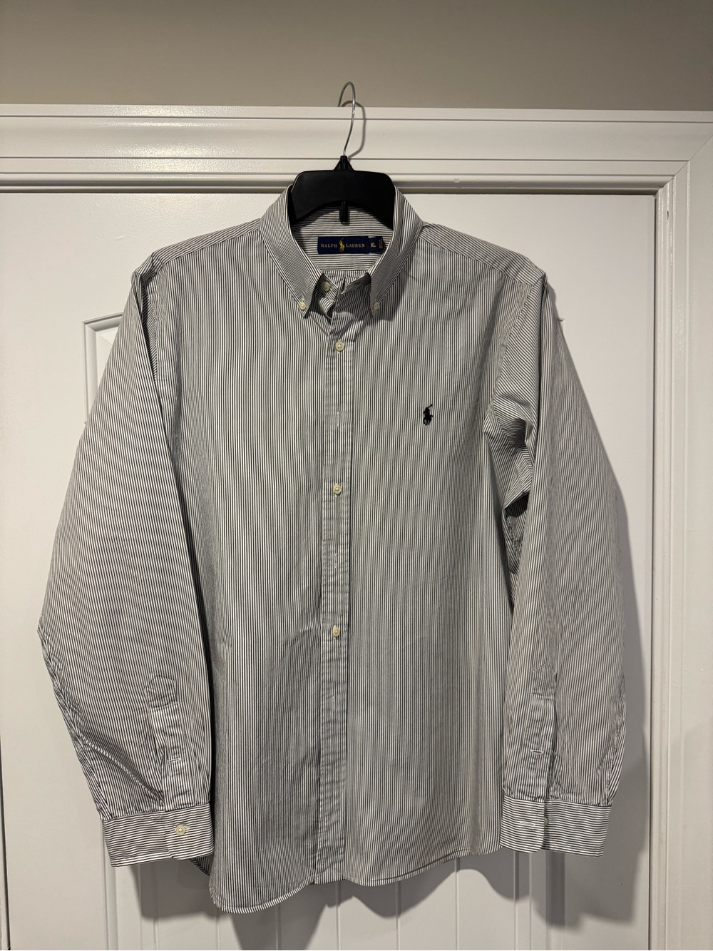 Ralph Lauren Black and White Fine-Stripe Button-Down Shirt